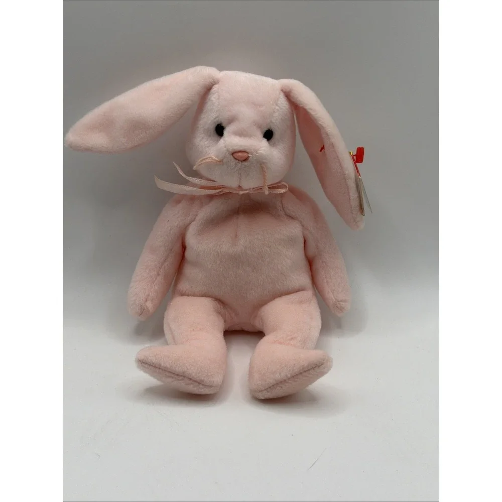 TY Beanie Baby - HOPPITY the Pink Bunny (8 inch) - MWMTs‎ Stuffed Animal Toy